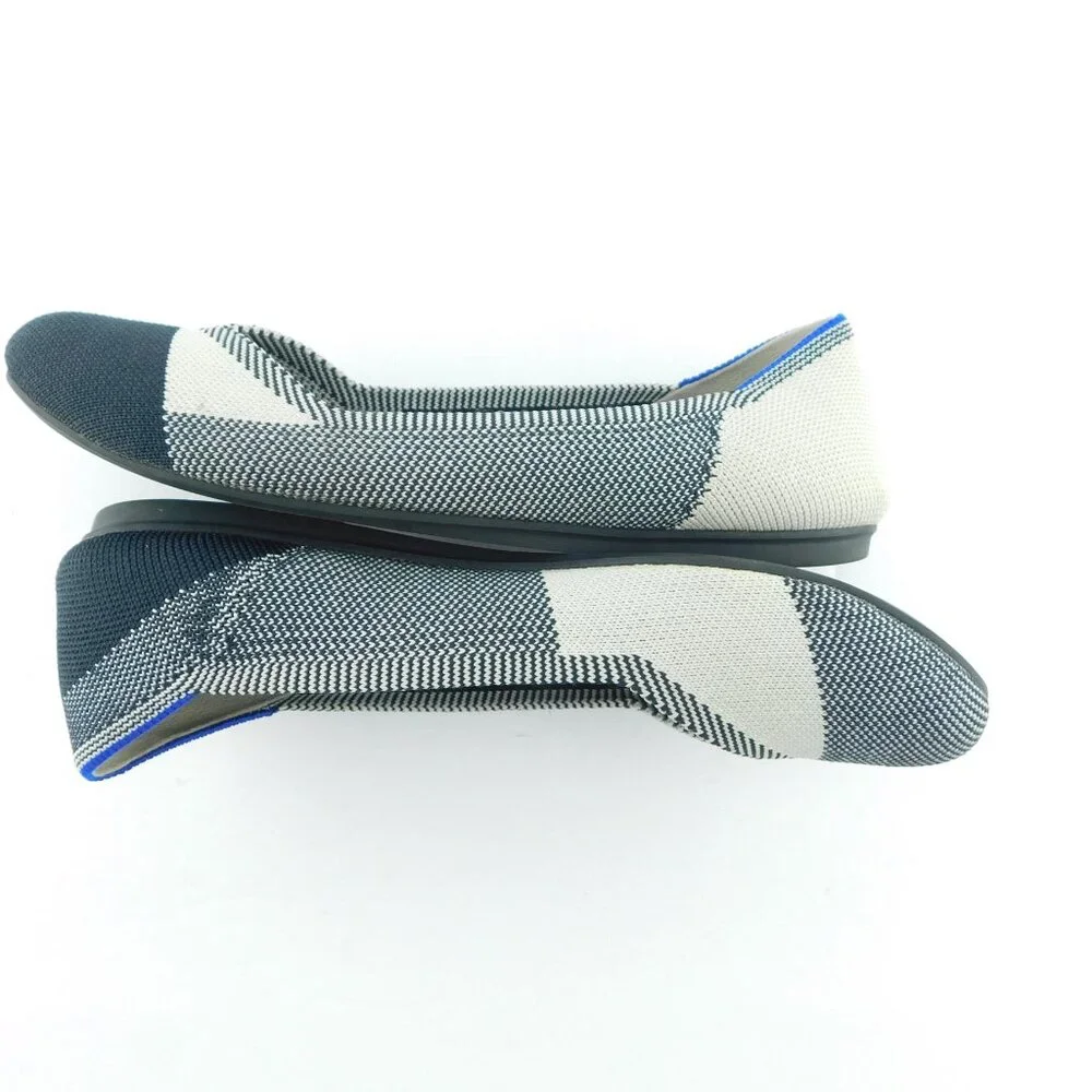 ROTHY'S Black Plaid Round Toe Ballet Flats 6.5
